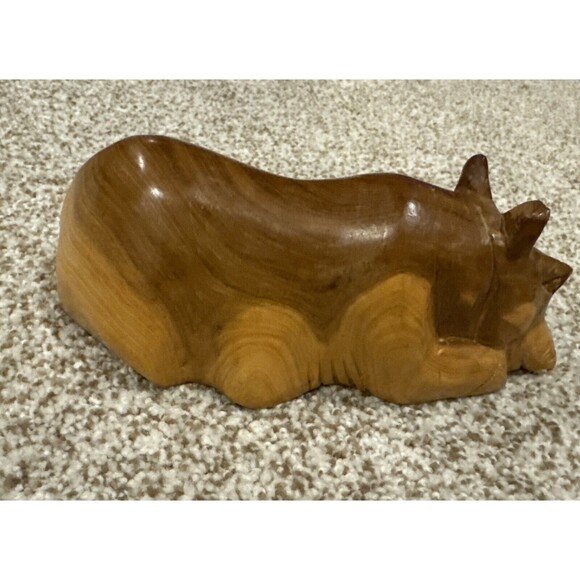 Wooden Carved Hippo - Picture 2 of 4